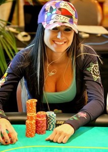 woman play poker
